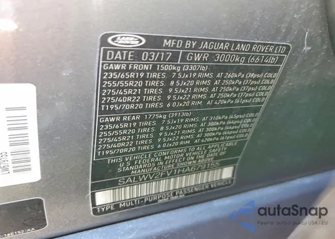 2017 Land Rover Range Rover Sport Hse Dynamic z USA, uszkodzony, nr VIN SALWV2FV1HA679155